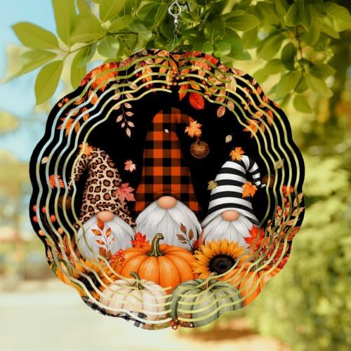 10 Inch Thanksgiving Gnomes Wind Spinner for Yard and Garden, Fall Pumpkin Maple Leaves Black Hanging Ornaments Outdoor 3D Kinetic Wind Sculpture Spinners Indoor Outdoor Patio Décor Ornaments Gift - Image 2