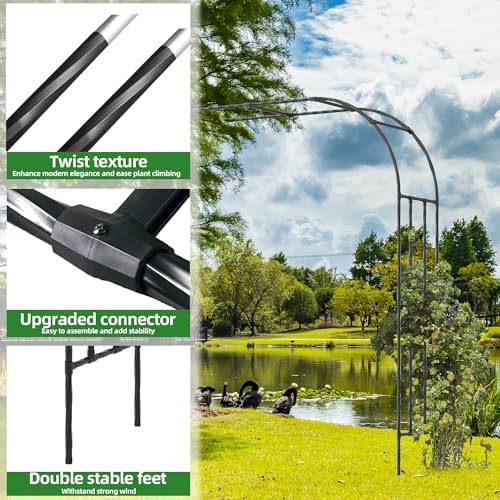 Half Garden Arch Trellis, 7.9FT Metal Arbor for Climbing Plants Outdoor - Image 2