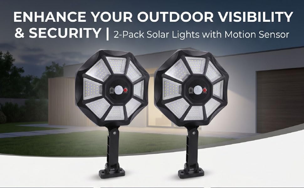 Luocute Solar Lights Outdoor, 3 Modes Motion Sensor Spotlights with 168 LED Beads 6500K for Yard Garden Driveway, Waterproofing Outdoor Lights Solar Powered for Patio Lawn Backyard - Image 4