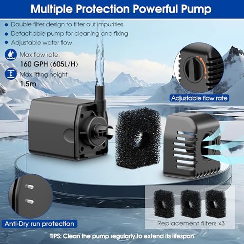Biling 12W Solar Pond Pump Dry-Run Protection Quiet Fountain Pump Bird Bath - Image 4