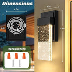 BesLowe Outdoor Wall Light Fixtures with Crystal Bubble Glass, 10W 3000K - Image 6