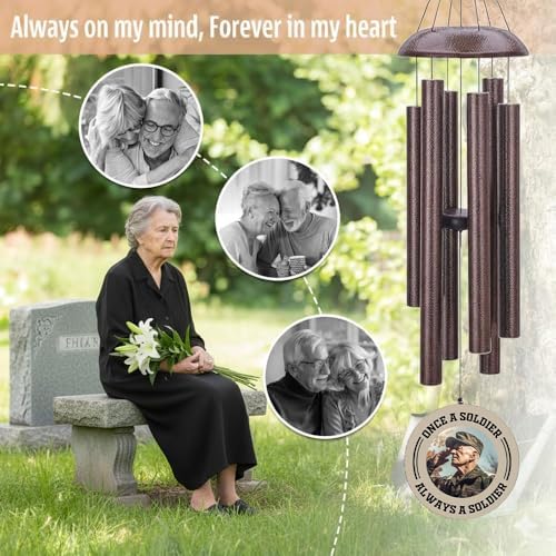 Personalized Wind Chimes Memorial for USA Veteran with Photo - Image 4