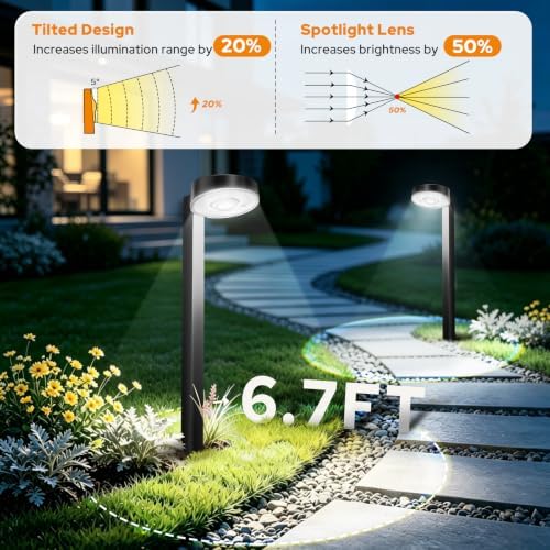 APONUO 16 Pack Solar Pathway Lights Outdoor, 3 Color Temperatures Selectable CCT, Focused Ground Spot Lens, Brighter Up to 12 Hrs IP65 Waterproof Path Lights for Walkway Driveway Yard Garden, Black - Image 5