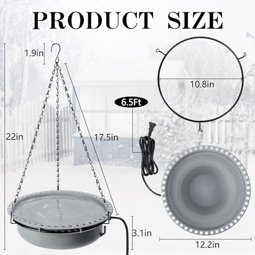 Adnee 1 Set 100W Thermostatical Hanging Heated Birdbath for Winter Outdoor - Image 2