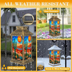 Solar Lantern Outdoor Waterproof Desert Landscape Stained Glass Cactus Sun Vibrant Southwestern Colors Garden Decor LED Hanging Solar Lights Tabletop Lamp Gifts for Women Mom Outside Yard Patio Porch - Image 3