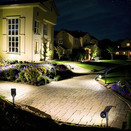 ROSHWEY Solar Outdoor Lights, Waterproof Solar Yard Lights 600LM Spot Light Outdoor for Tree Pathway Walkway Driveway Patio (Cool White, 4Pack) - Image 2