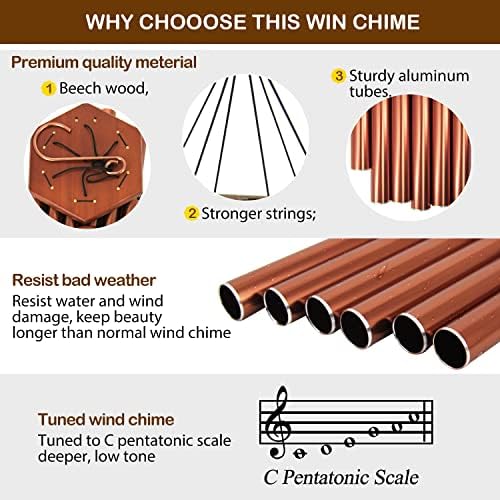 Large Wind Chimes for Outside 36 inch Red Copper Deep Tone Garden Gift Yard - Image 3