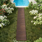 12FT Wooden Garden Pathway Walkway Outdoor Roll Out Decorative Garden Non-Slip Patio Path Decorative Boardwalk Outdoor Road Floor for Backyard Beach Wedding Party (Carbonized, Straight) - Image 6