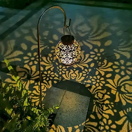 2 Pack Solar Hanging Lantern Lights, Metal Outdoor Decorative Lamp, Bronze - Image 6