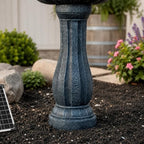 XBrand 44" H Gray Fiberglass/Resin 2-Tier Solar Water Fountain w/Solar Panel and Auto-Shut Off Pump, Solar Garden Fountain, Tall Outdoor Fountain, Two Tiered Birdbath Fountain - Image 7