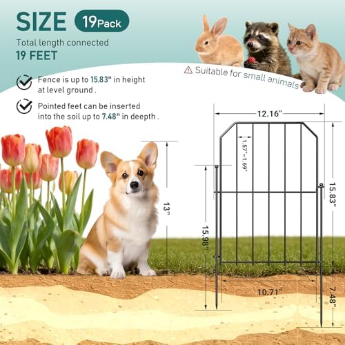 Goovilla Garden Fence, Total 19ft(L) x 24in(H), 19 Pcs, Rustproof Metal - Image 3