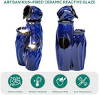 29" Ceramic Water Fountain Outdoor, 4-Tier Dynamic Wavy Design, LED - Image 4