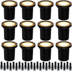 5W Well Light,12-24V LED In-Ground Low Voltage Landscape Light with Connectors, IP67 Waterproof Landscape Lighting,3000K Paver Lights Warm White for Yard, Garden, Patio (12 Pack) by EAGLOD