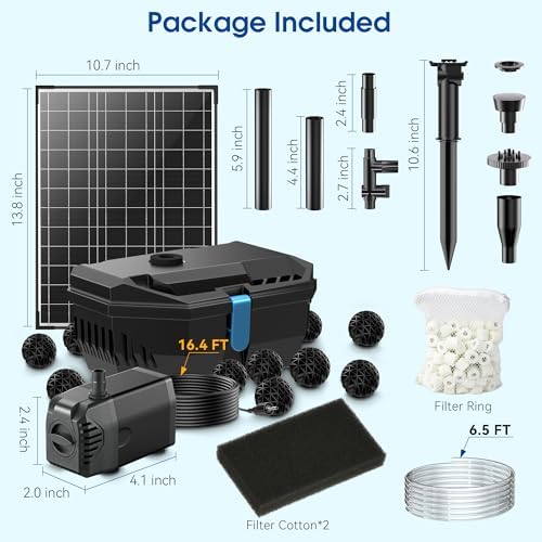 NFESOLAR 20W Solar Water Fountain Pond Filter with 120 GPH Water Pump - Image 6