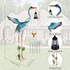 DREAMSOUL Solar Garden Statues, 40.6" Metal Crane Statue Patio Yard Decor - Image 3