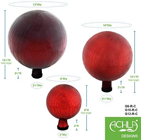Achla Designs 10-Inch Crackle Gazing Globe Ball, Red - Image 5