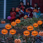 BRIGHTDECK Halloween Solar Pathway Lights Outdoor, LED Decor, Light Up Solar Stake Lights for Holiday, Halloween, Walkway, Sidewalk (Flat Pumpkin, 10-Pack) - Image 7