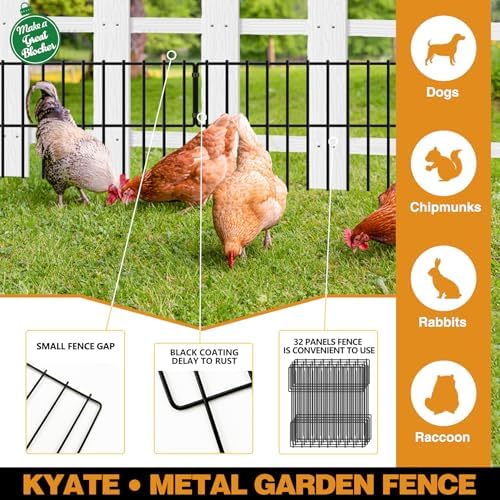 19.83ft(L) X 13inch(H) No Dig Fence, 14 Panels Animal Barrier Fences Rustproof Metal Bottom Fencing Border, Rabbits Dog Digging Blockers Ground Stakes Defense for Outdoor Landscape Patio - Image 3