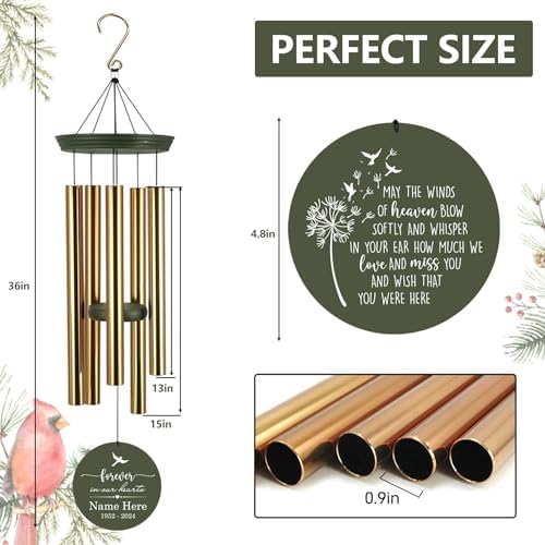 Personalized Dandelion Wind Chimes Memorial for Loss of Mom Dad - Image 2