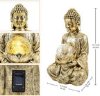 Nacome Meditating Zen Buddha Statue with Solar Light, Gold, 10.5 inch - Image 4