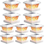 SIEDiNLAR Flickering Flame Solar Post Cap Lights 4 Modes 10 Pack (White) by Siedinlar