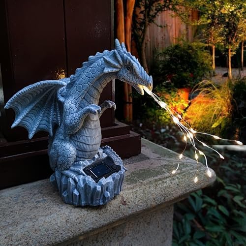 Dragon Solar Garden Statues Outdoor Decoration with LED Light Strings,Dragon Figurine Solar Lights Lawn Décor,Outside Statue Ornament for Patio, Balcony, Yard,Unique Gifts for Mom Grandma - Image 4