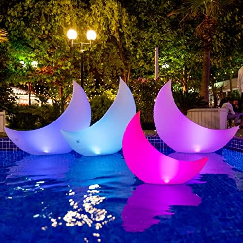 TIALLY Floating Pool Lights - Large Solar Powered Crescent Moons (4 Pack) by Tially