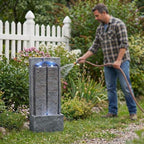 39" Modern Outdoor Water Fountain with LED Lights, Freestanding Waterfall - Image 5
