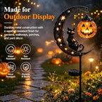 Solar Halloween Black Cat Pumpkin Stake Light Bats Stars Moon for Yard - Image 5
