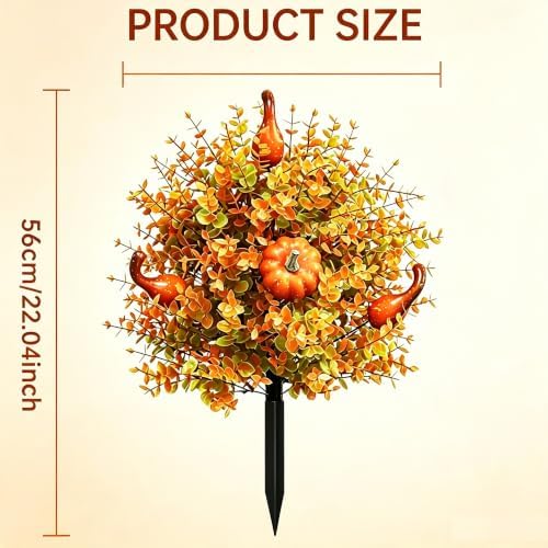 2Pcs Artificial Fall Pumpkin Tree Stakes, 22" Outdoor Plants Waterproof Halloween Yard Indoor Outdoor Decorations Stakes - Image 2