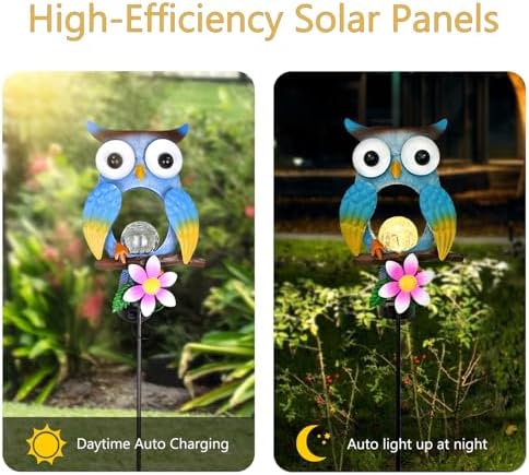 Animal Modeling Design Garden Decor Solar Lights Owl Lawn Light, for Yard Outdoor Decorations Ground Inserted Outdoor Waterproof Garden Lamp LED,Patio, Courtyard, Gifts for Mom Grandma (Warm) - Image 3