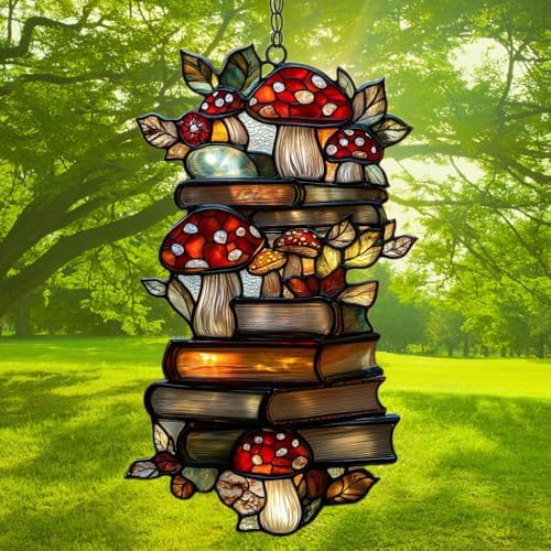 Stack of Books in Forest Acrylic Suncatcher - Image 3