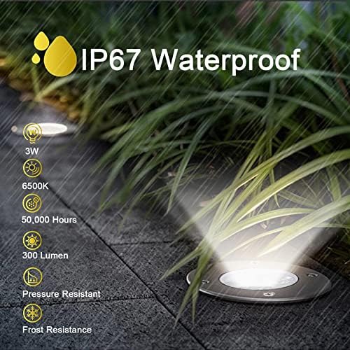 Low Voltage In-ground Lights LED Well Light Landscape Light with Connectors 3W 12V 24V Waterproof IP67 Pathway Lights Outdoor spotlights Trees Flags for Garden,Yard,Tree (Cool White) - Image 5