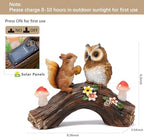 Solar Owl Garden Statues Outdoor Decor Resin Owl Squirrel Figurine with Mushroom Lights for Patio Lawn Yard Decorations Christmas Birthday Housewarming Gardening Gifts for Women Mom - Image 4
