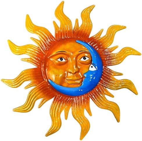 25.7'' Large Size Metal Sun Outdoor Wall Art Decor, Sun&Moon Outside Metal Art Rust Proof Wall Sculpture, Ideal for for Yard, Bedroom, Patio, Garden, Fence, Deck Pool Home and Farmhouse (Large sun) by MeduofonProvidehigh-qualityproductsandfirst-classservice