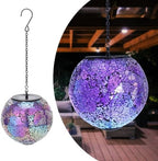 Mosaic Solar Lanterns Waterproof Hanging Solar Lights Graden Decor, Purple by WonderSolar