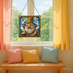 Bee Keeper Gnome Stained Glass Suncatcher – Square Hanging Window Panel for Home or Greenhouse – Whimsical Glass Art Gift for Garden Lovers, Christmas, Halloween, Father Days sRuQKl - Image 5