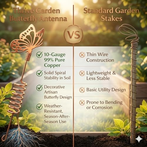 Premium Electroculture Copper Garden Antennas (3-Pack) – Decorative Butterfly Plant Growth Boosters for Tomatoes, Vegetable Gardens, Raised Beds & Houseplants – 99% Pure Copper Stakes - Image 3