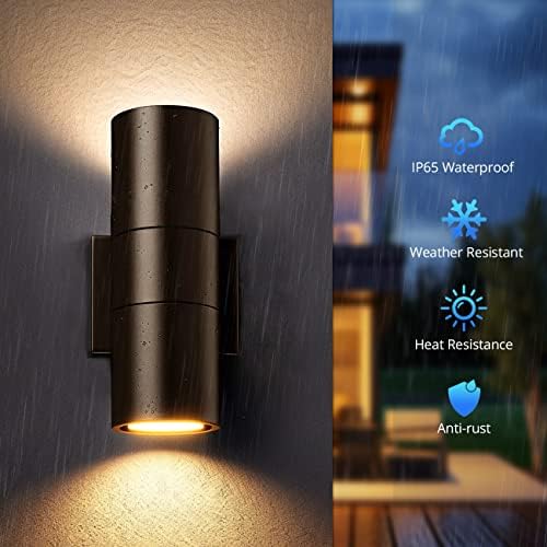 wowlite Dusk to Dawn Outdoor Wall Sconce, Up & Down Light, Bronze, 2 Pack - Image 3