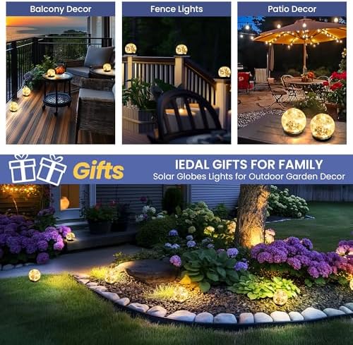 Solar Globe Lights Outdoor Waterproof-Solar Garden Lights 4 Pack - Image 2