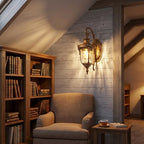 Rustic Wall Sconce Lighting,Lantern Porch Light with Hammered Glass Shade,Waterproof Outdoor Wall Light Fixtures for Garage Room H16.1 in x W9.4 in - Image 4