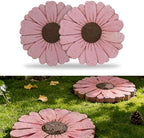 2 Pack Daisy Cement Stepping Stones 10 Inch, Heavy Duty Garden Pathway Stones, Non Slip Outdoor Walkway Decor for Yard Patio Lawn, Weather Resistant Fall Garden(Pink) by Unknown