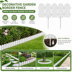 Evelyne Garden Border Edging: Wooden Fence Design - 8pcs White Yard Landscaping Fence Liner Lawn Edge Barrier - 10ft Kit of Decorative Lawn Landscape Panels Elements -Landscaping Edging-GMT-10374-D08 - Image 2
