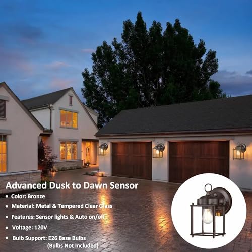 GRUENLICH Outdoor Wall Light Fixture, Clear Glass, Bronze, 2 Pack - Image 7