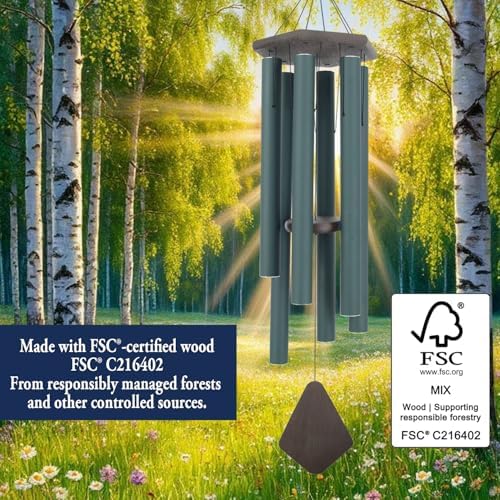 Large Wind Chimes for Outside 44 inch Green Deep Tone Garden Gift Outdoor - Image 5