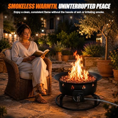 Portable Propane Fire Pit, 19-inch, 60,000 BTU Gas Fire Pit with Fire Pit Cover & Carry Kit, Smokeless Fire Bowl, Outdoor Fire Pit for Camping, Backyard, Patio, Tailgating, RV, Deck - Image 3