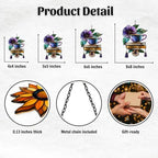 Hibiscus Tea Cup and Books Acrylic Suncatcher - Image 2