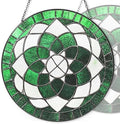 9.84 Inch Stained Glass Window Hanging Green Mandala Sun Catchers Emerald Green and White Pattern Suncatchers for Windows Hanging Stain Glass Decoration for Outdoor Indoor Window Decor Gift by Unknown