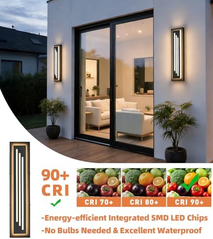 23.6'' LED Outdoor Wall Lights Modern Black Indoor Wall Sconce Lighting - Image 3