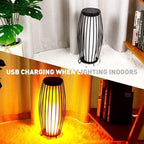 Solar Outdoor Floor Lamp, Solars Lanterns Outdoors Waterproof, Flickering Flame Solar Outdoors Light, Auto On/Off Solars Lantern for Porch, Garden, Patio, Lawn, Deck Decorating (Black) - Image 3